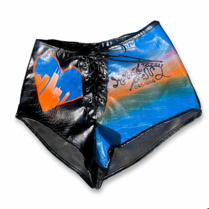 “Summer Chicago” Free Hand- Painted Faux Croc Skin Shorts