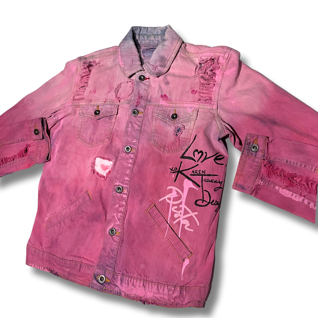 KTD x PDC PINK Distressed Denim Jacket