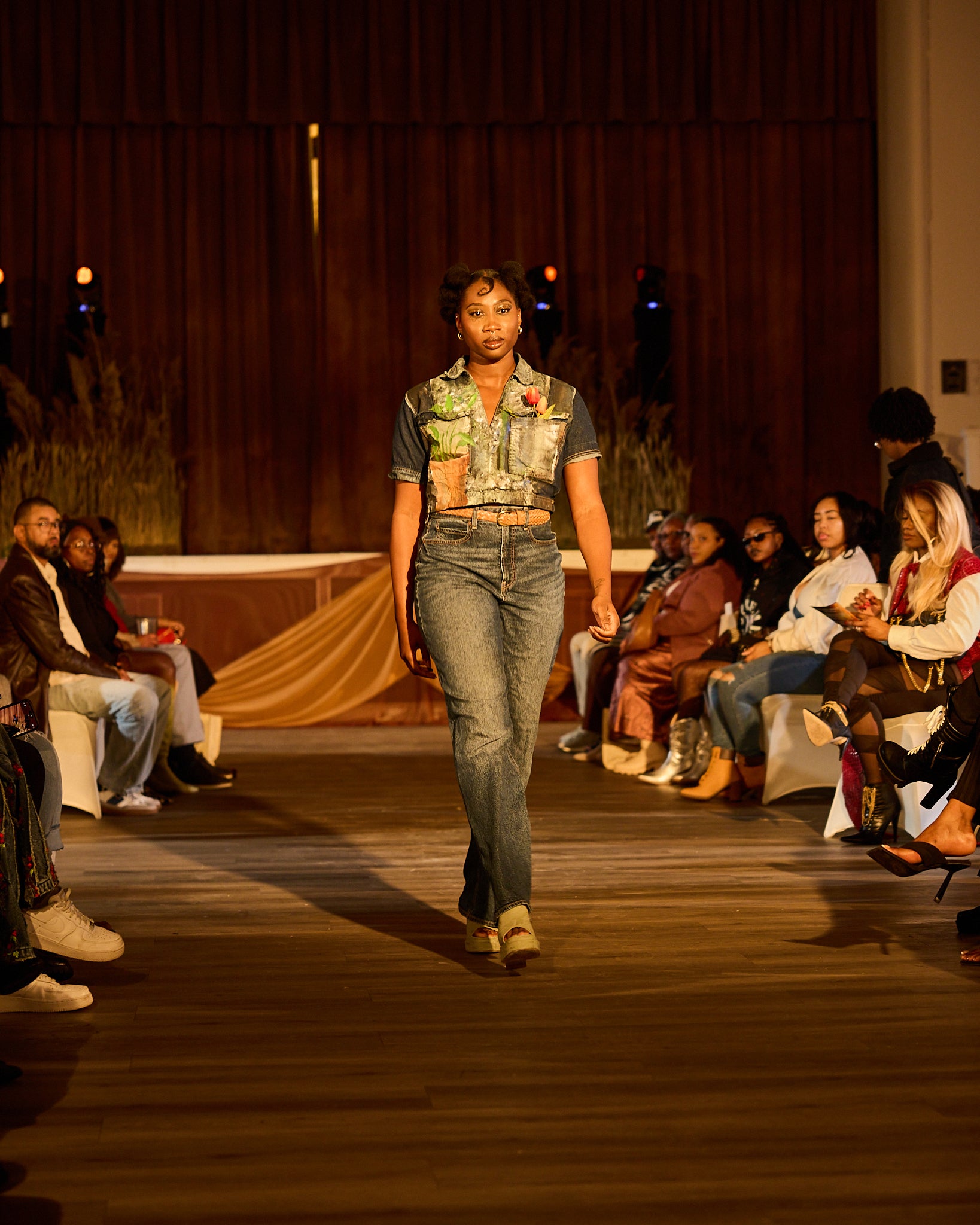 Potted Hand Painted Denim Cropped Top