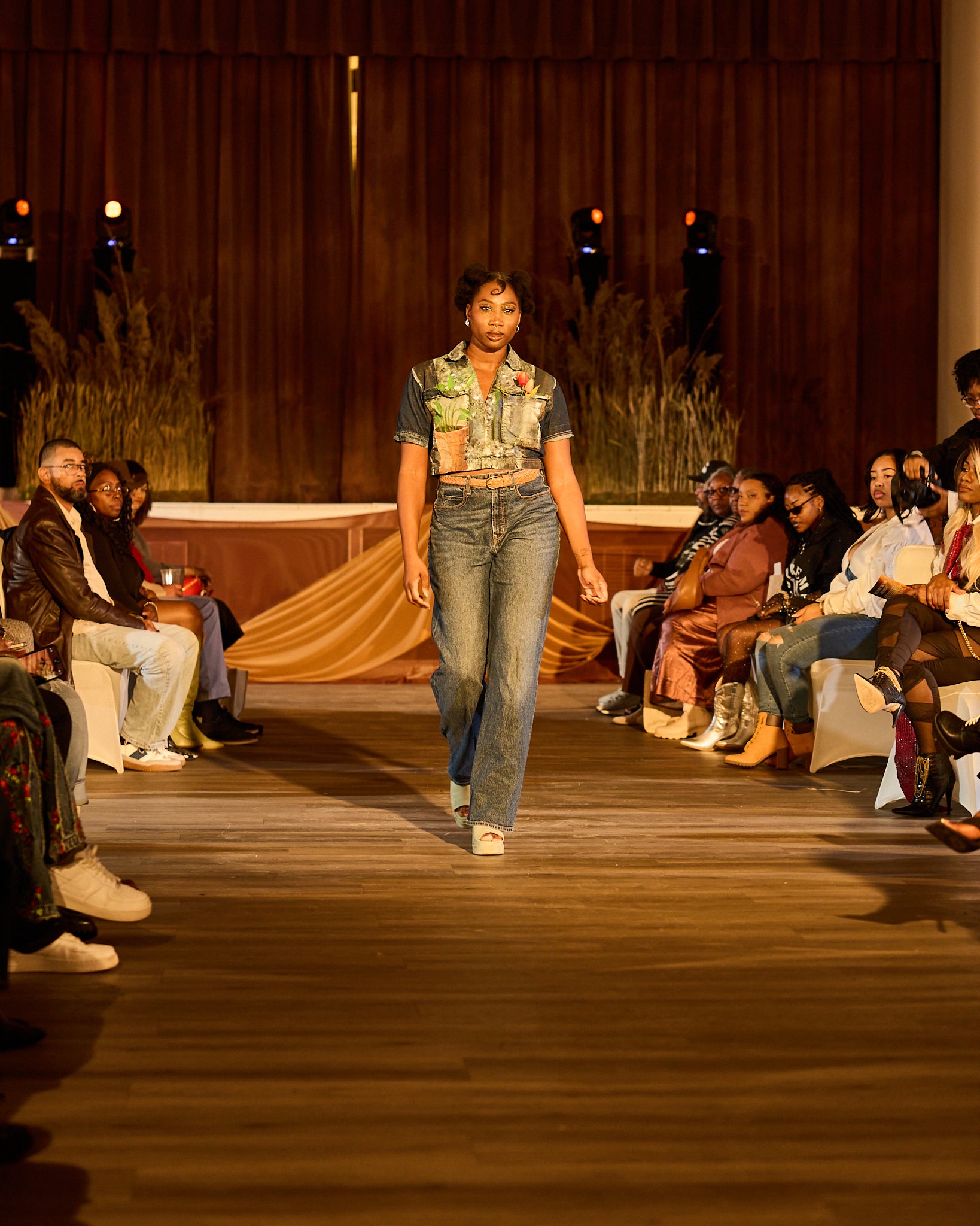 Potted Hand Painted Denim Cropped Top