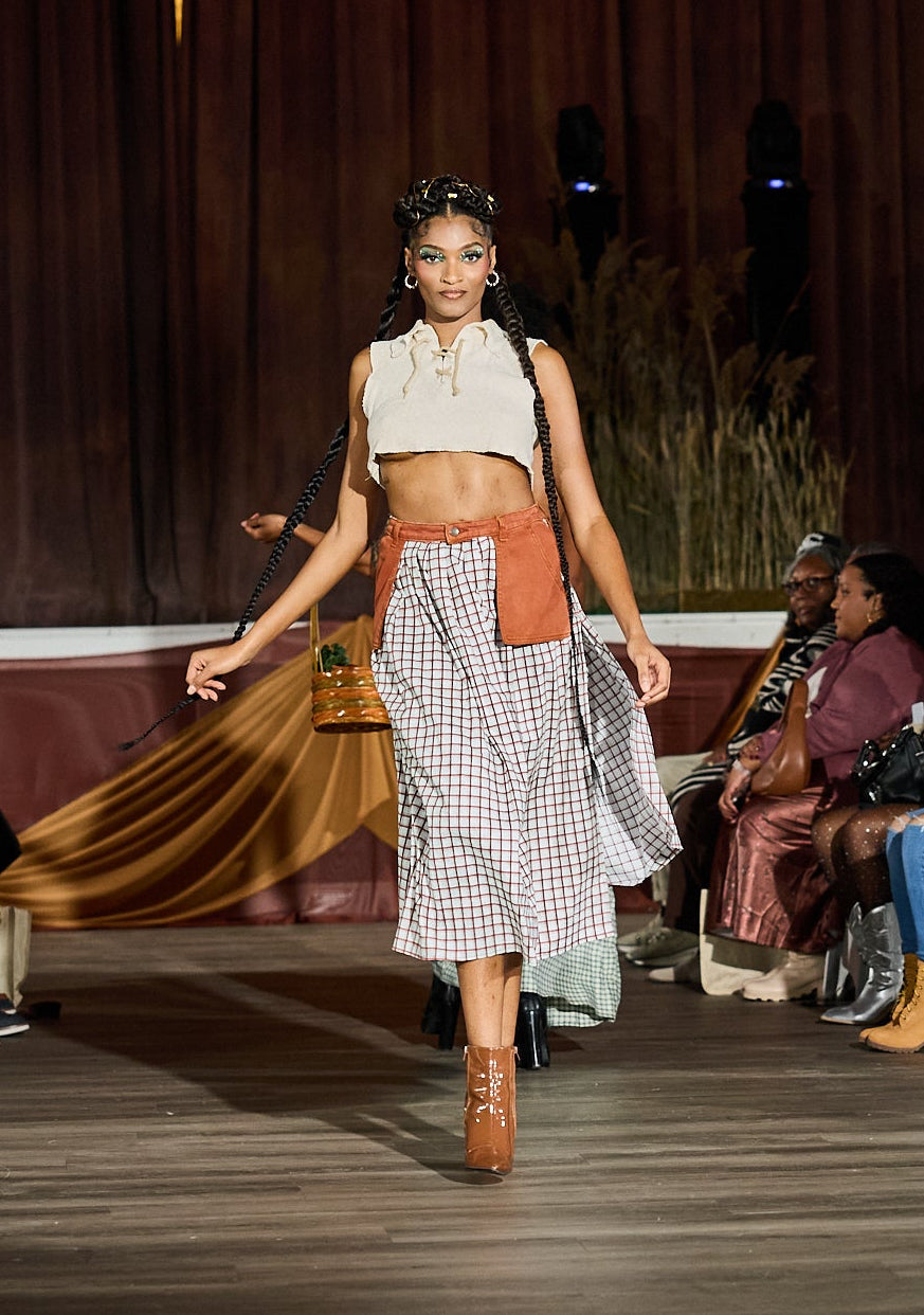 Off The Grid Denim/Flannel Skirt