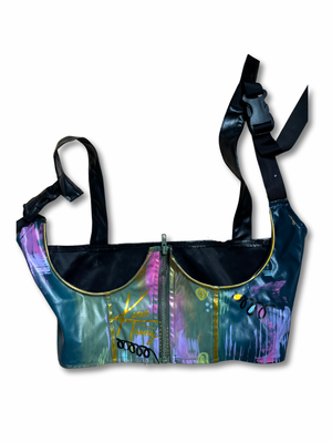 Utility Zip Up Abstract Hand Painted Faux Corset