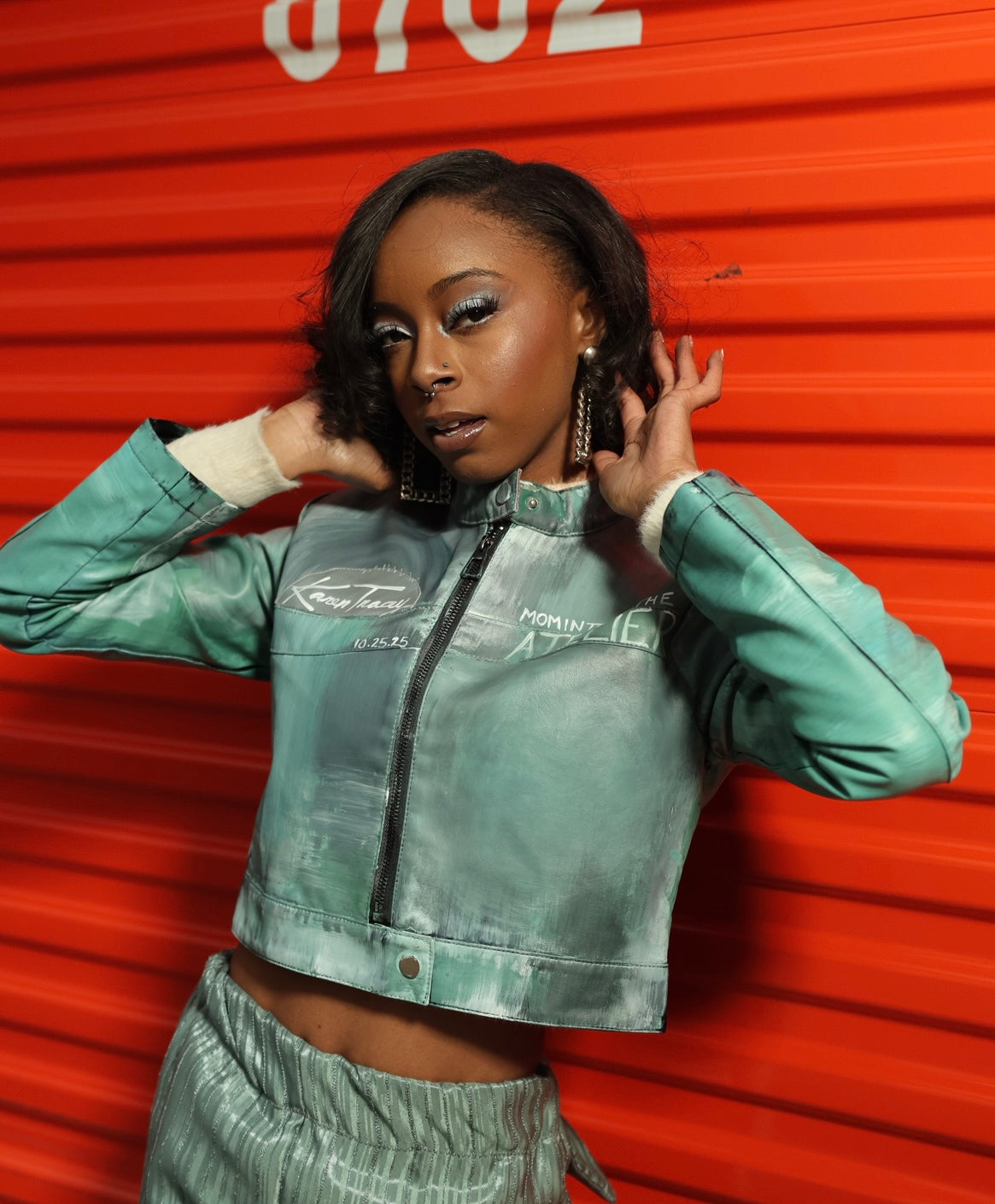 “MoMints” Free-Hand Painted Cropped Jacket