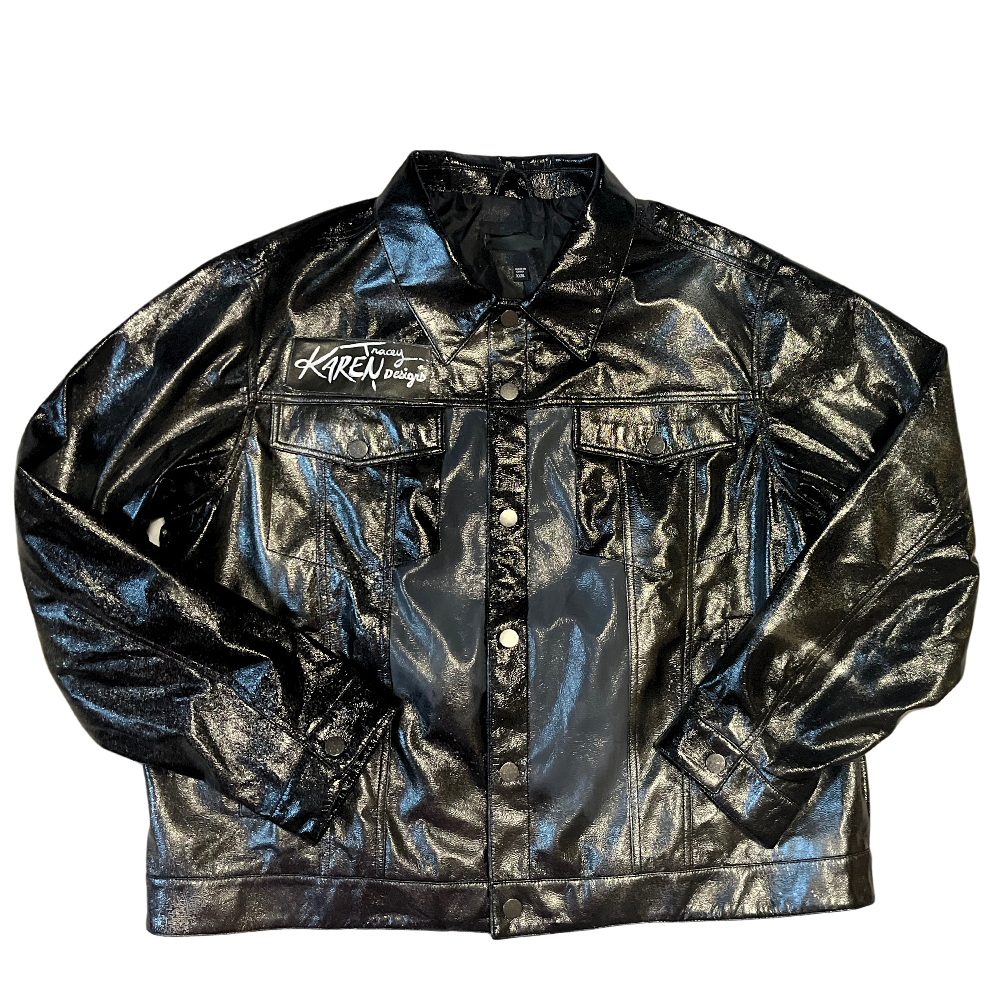 Values” Faux Leather Jacket – KarenTracey Designs