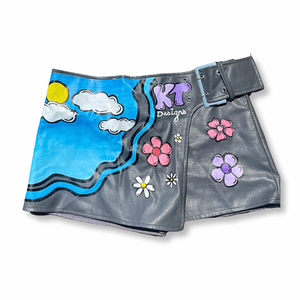 “Cartoon World” Free Hand Painted Skort