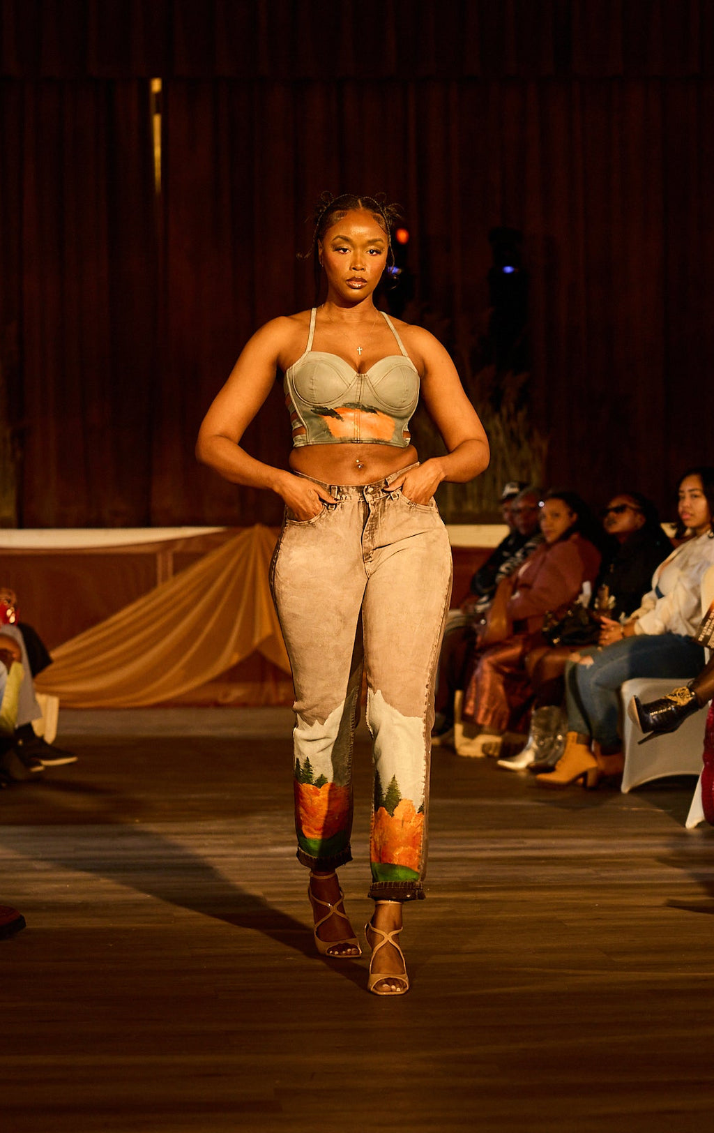 Evergreens and Mountains Hand Painted Jeans