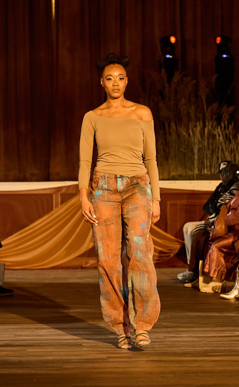 Abstract Complementary Color Hand Painted Jeans