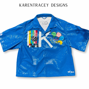 “Colors” Pu Free-Hand Painted Short Sleeve Button Down